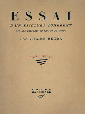 cover image of Essai d'un discours cohérent sur les rapports de Dieu et du monde